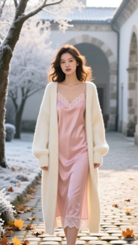 Long Cardigan with Slip Dress