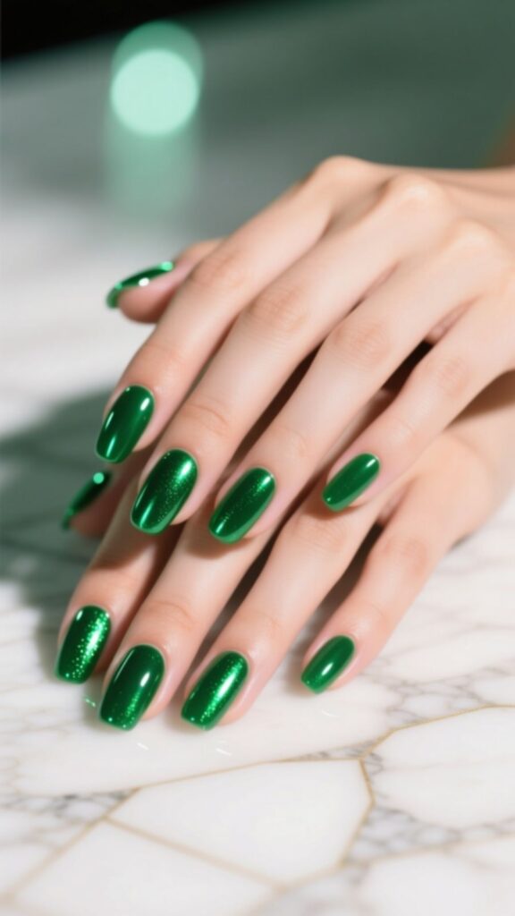 Emerald Green Aura Nails