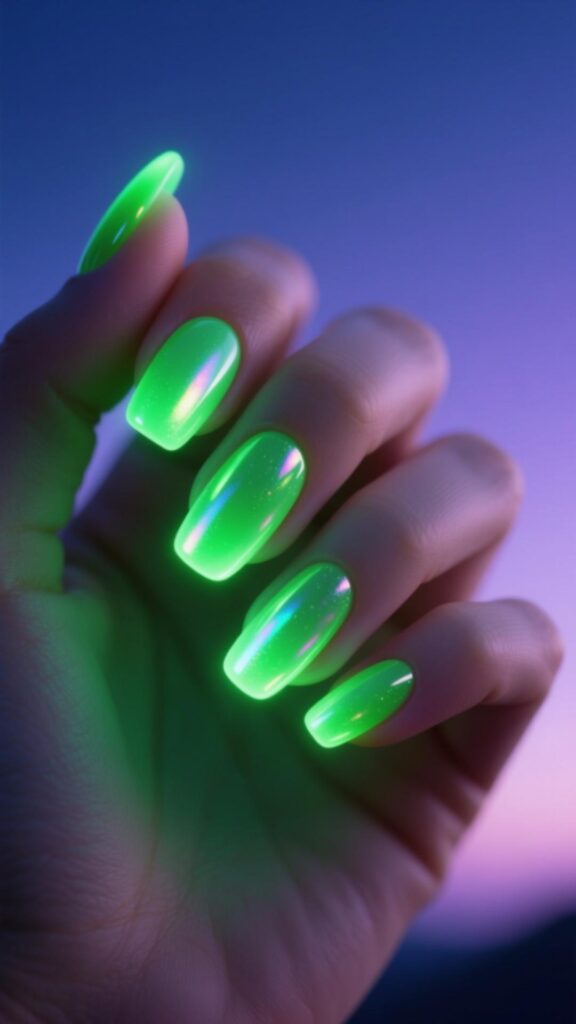  Neon Green Aura Nails