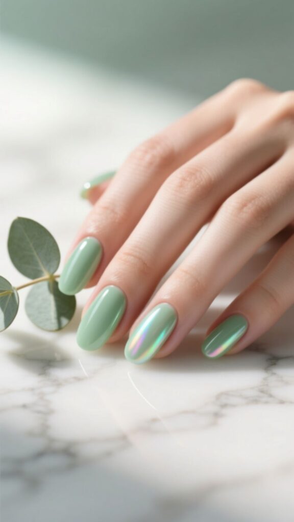 Sage Green Aura Nails