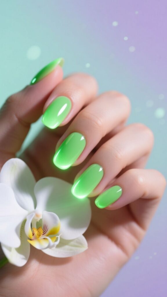 Lime Green Aura Nails