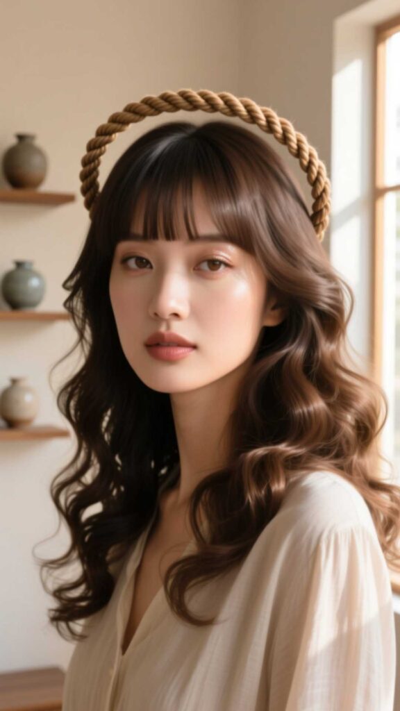 Twisted Rope Halo with Curtain Bangs