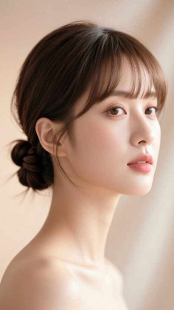 Knotted Low Bun with Baby Bangs