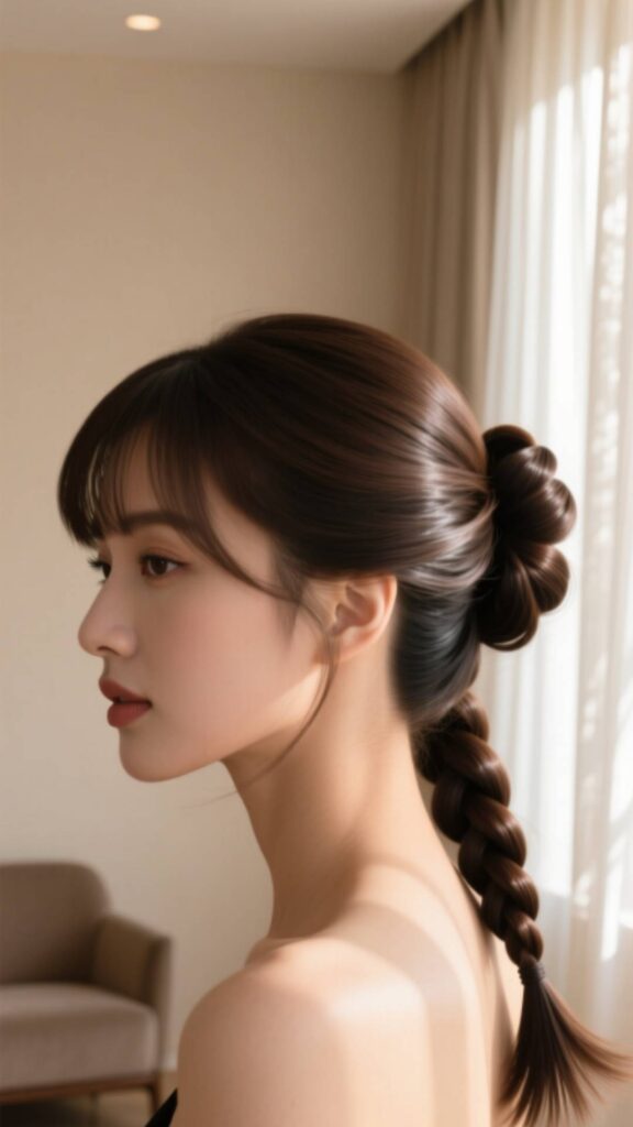 Fishtail Bun with Curtain Fringe
