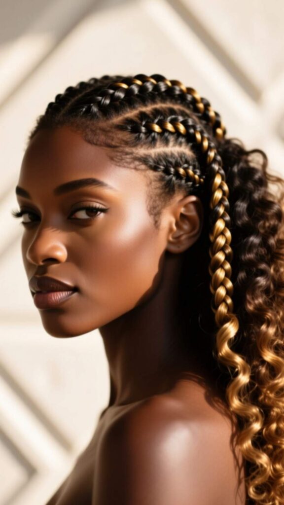 Classic Half Cornrows Half Curls
