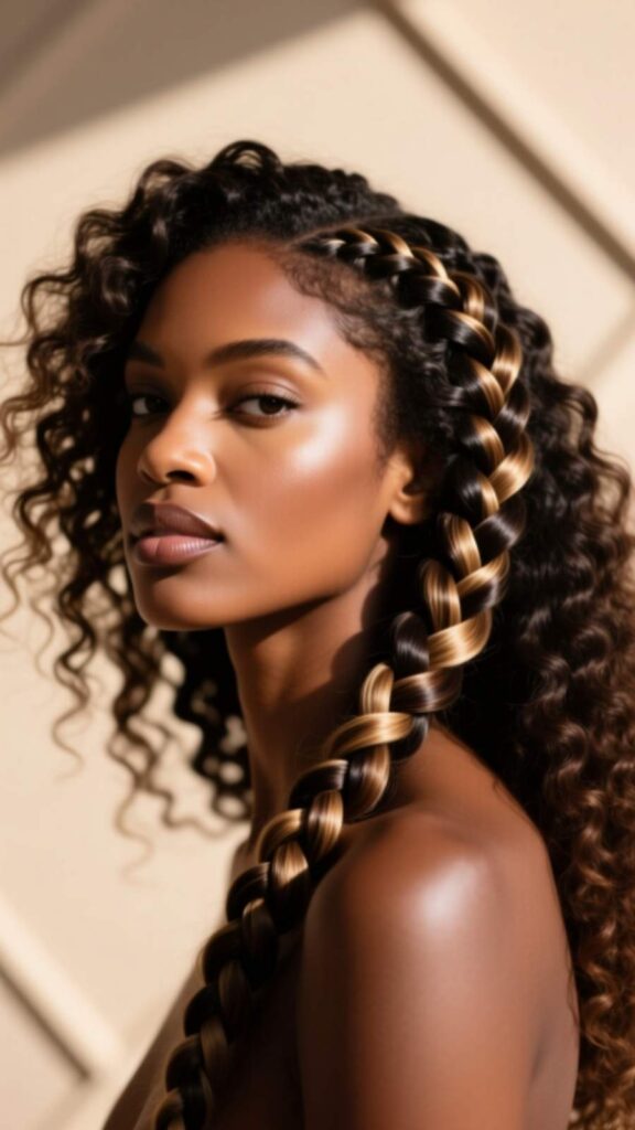 Criss-Cross Half Braids with Loose Curls