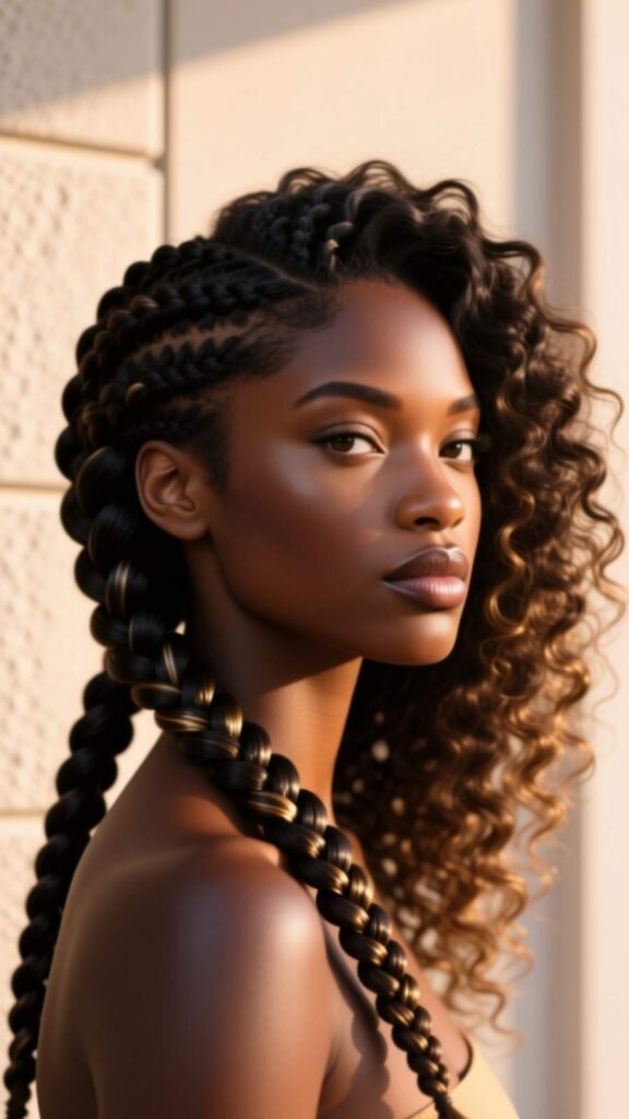 Half Dutch Braids Half Curly Hair
