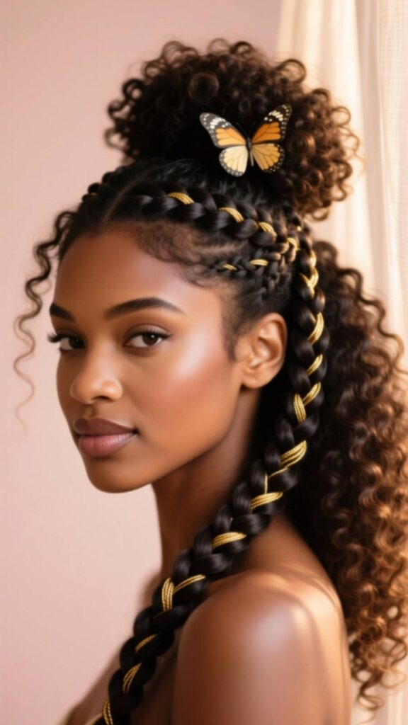 Butterfly Half Braids Half Curls
