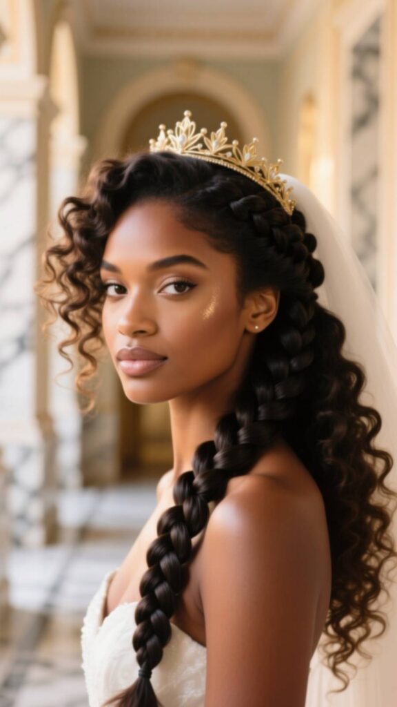 Wedding Half Braids Half Curls Natural Hair