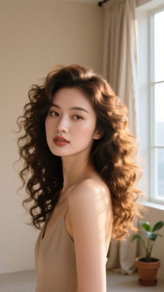  Loose Curls with Off-Center Part