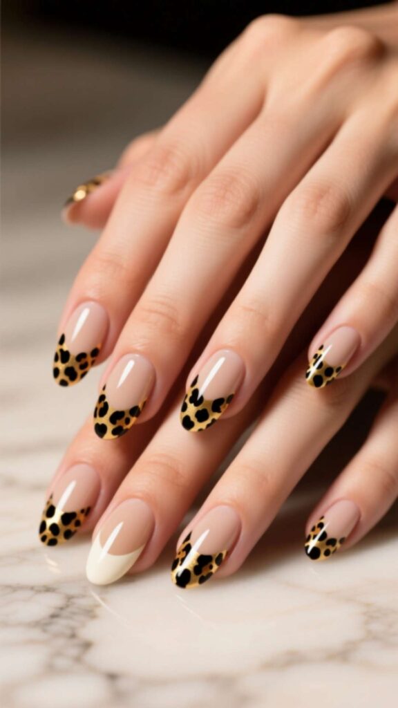 French Tip Leopard Nails
