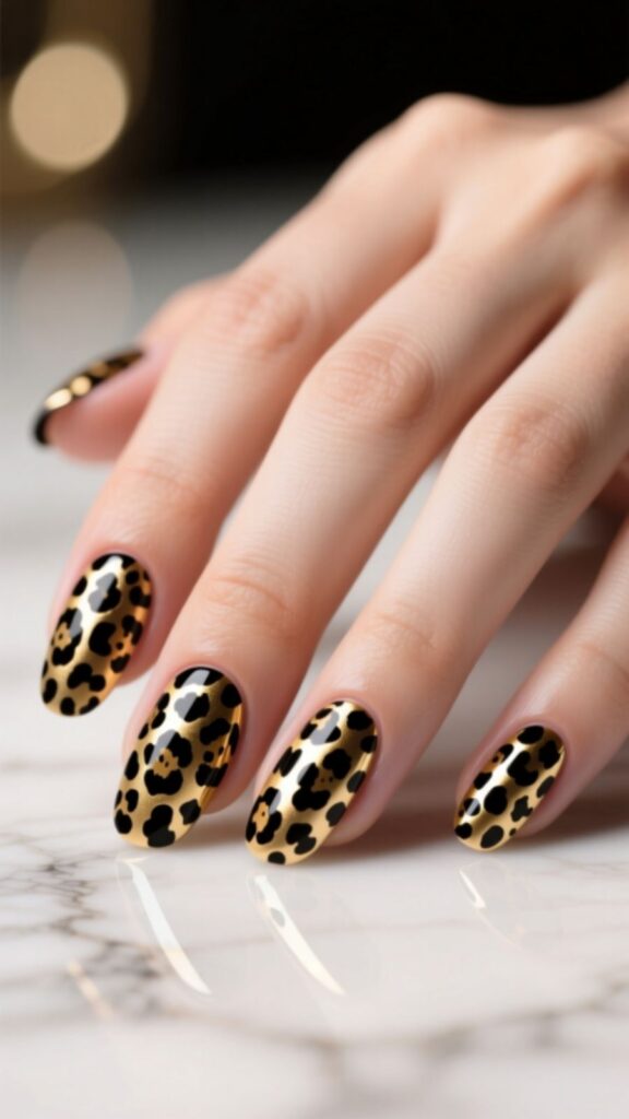 Matte Leopard Nail Design