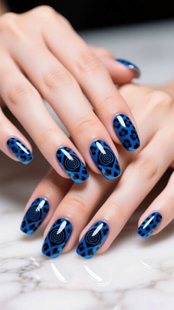 Blue Leopard Nails