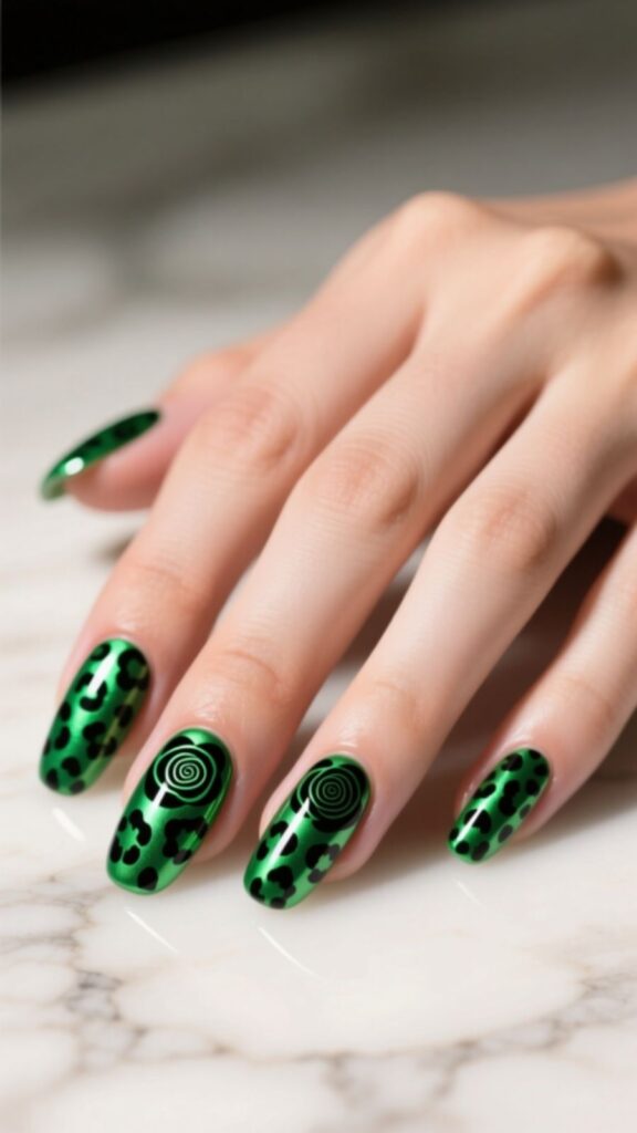 Green Leopard Nails