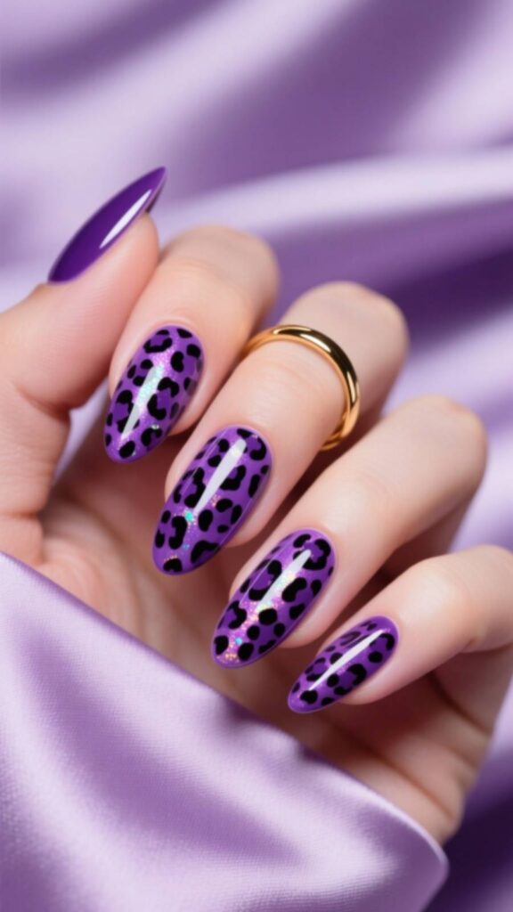 Purple Leopard Nail Design