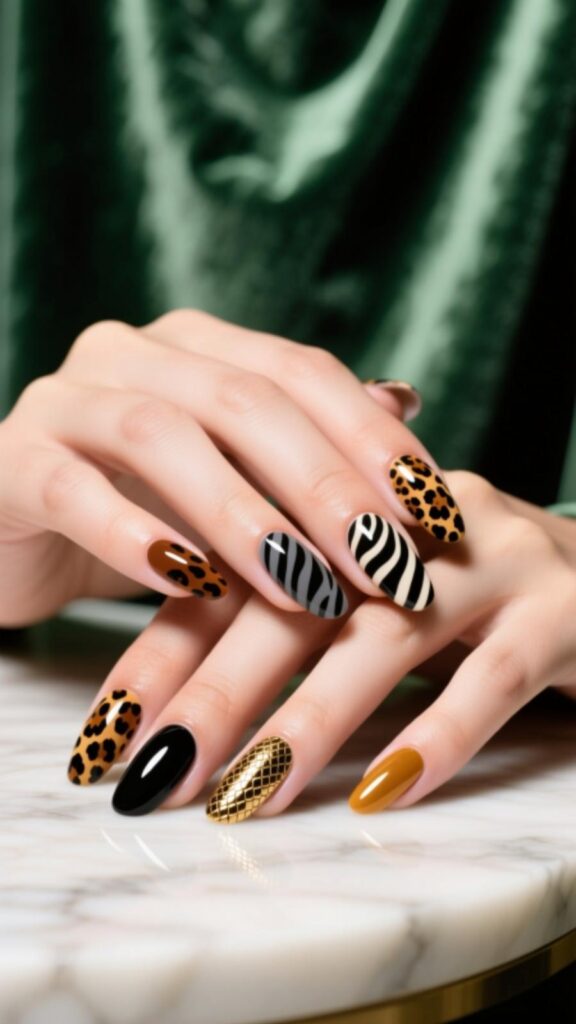 Mixed Animal Print Nails