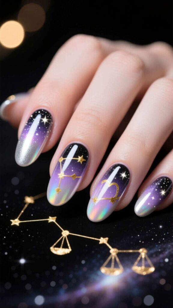 Celestial Libra Nail Art