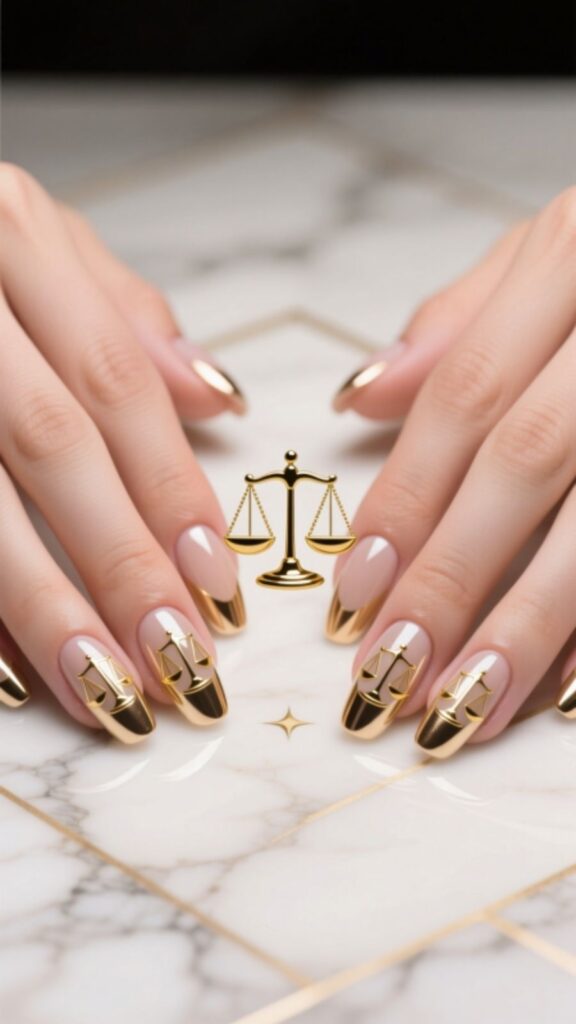 Classic Libra Symbol Nails