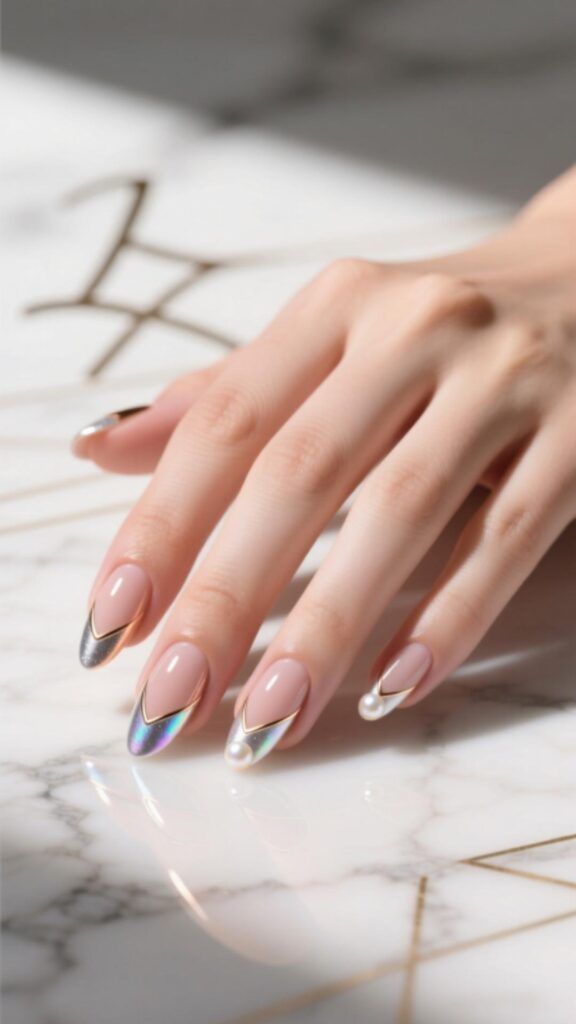 Libra-Themed French Tips