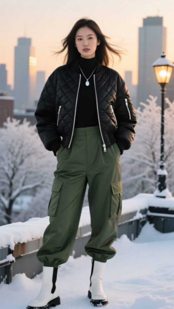 Bomber Jacket with Cargo Pants