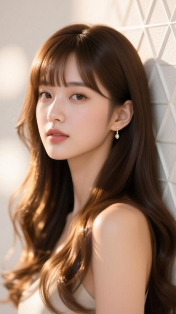 Long Hair with Curtain Bangs