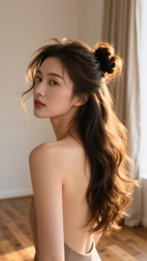 Messy Bun with Long Hair