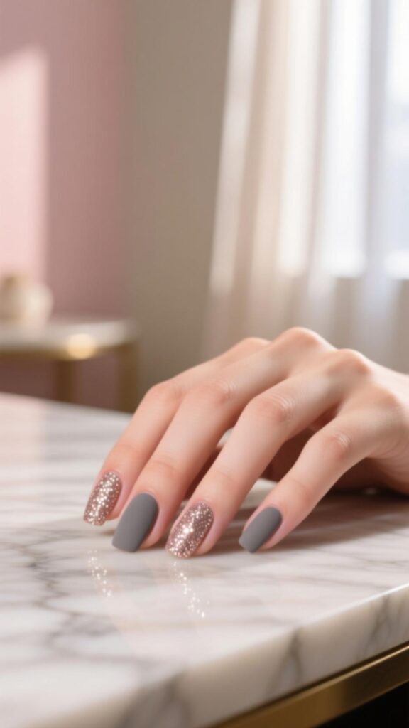  Matte Glitter Nails