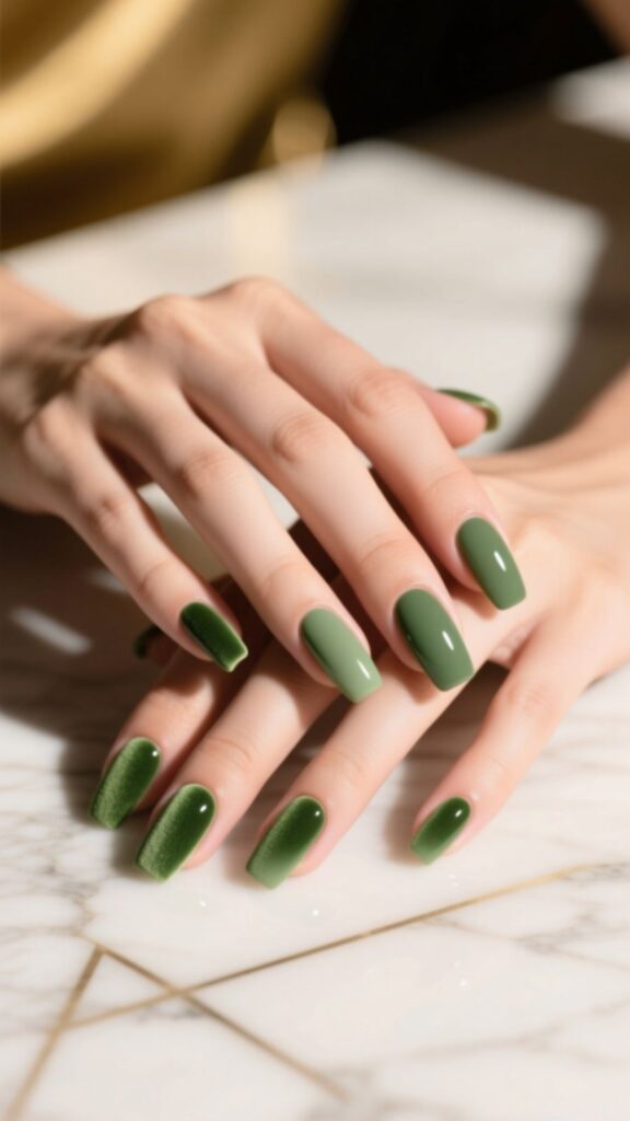 Matte Green Nails
