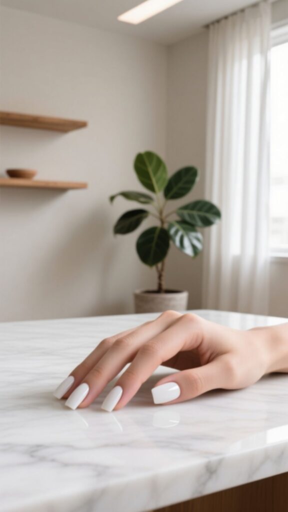 Matte White Nails