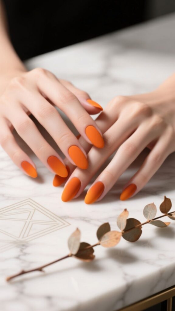 Matte Orange Nails