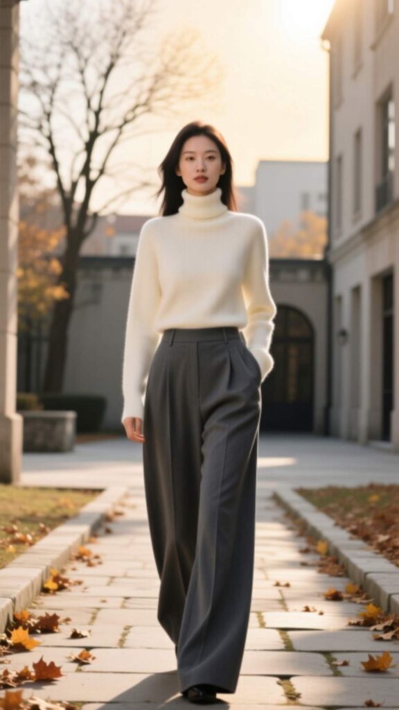 Turtleneck with Wide-Leg Trousers