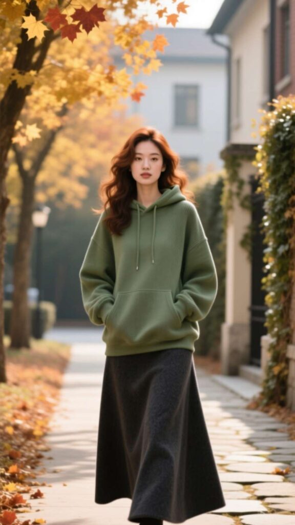 Hoodie with Long Skirt