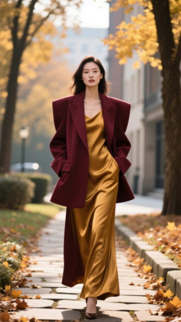 Oversized Blazer with Flowy Dress