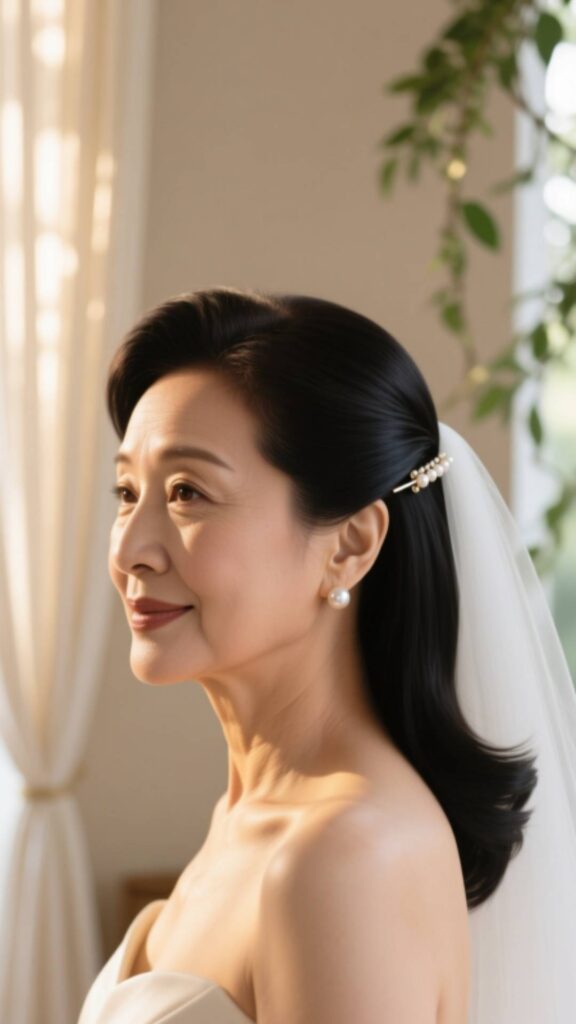 Sleek Side Part with Pin Back