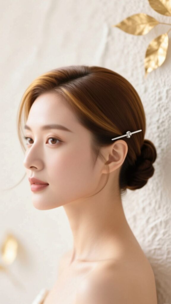 Sleek Low Chignon with Center Part