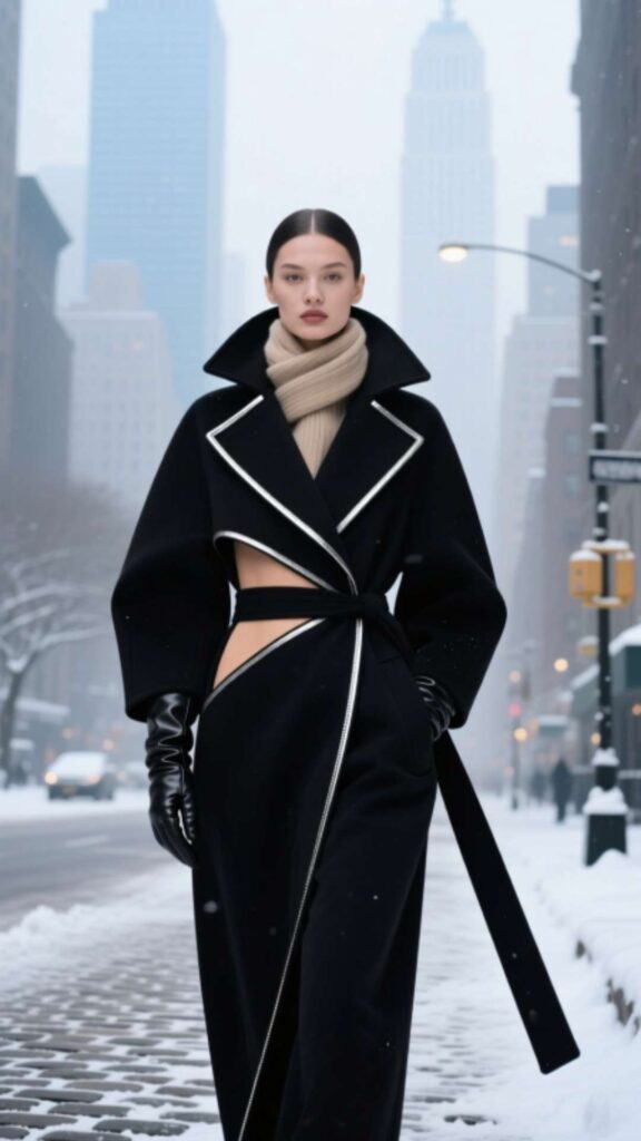 Statement Coat with All-Black Base