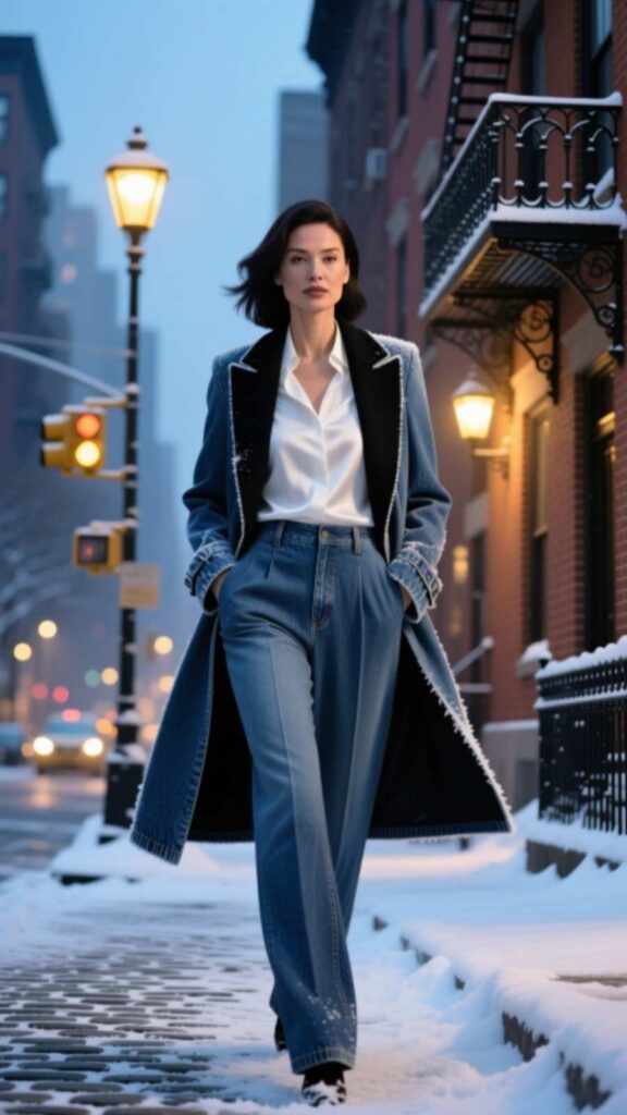Blazer Coat with Denim