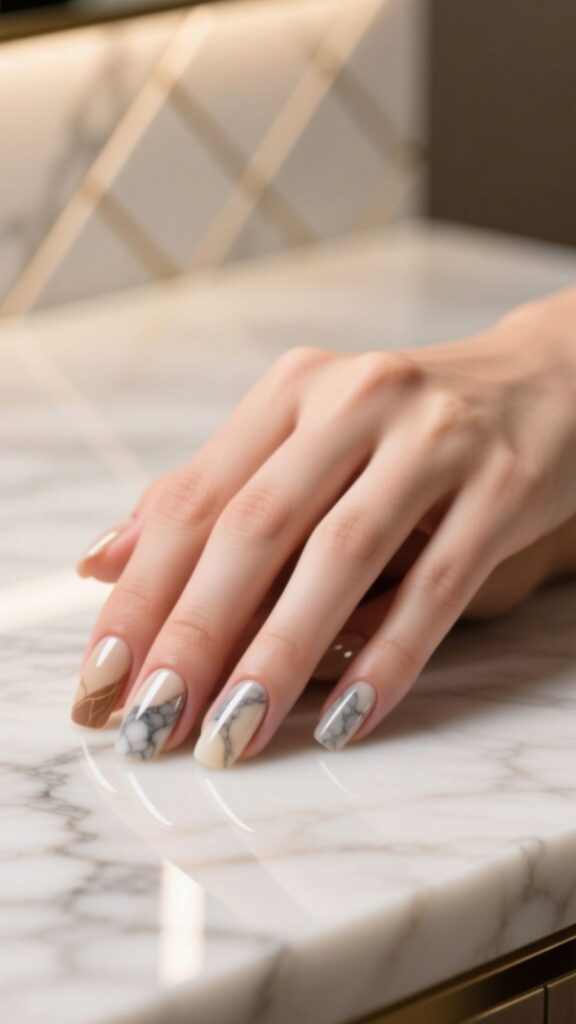 Nude Marble Nails