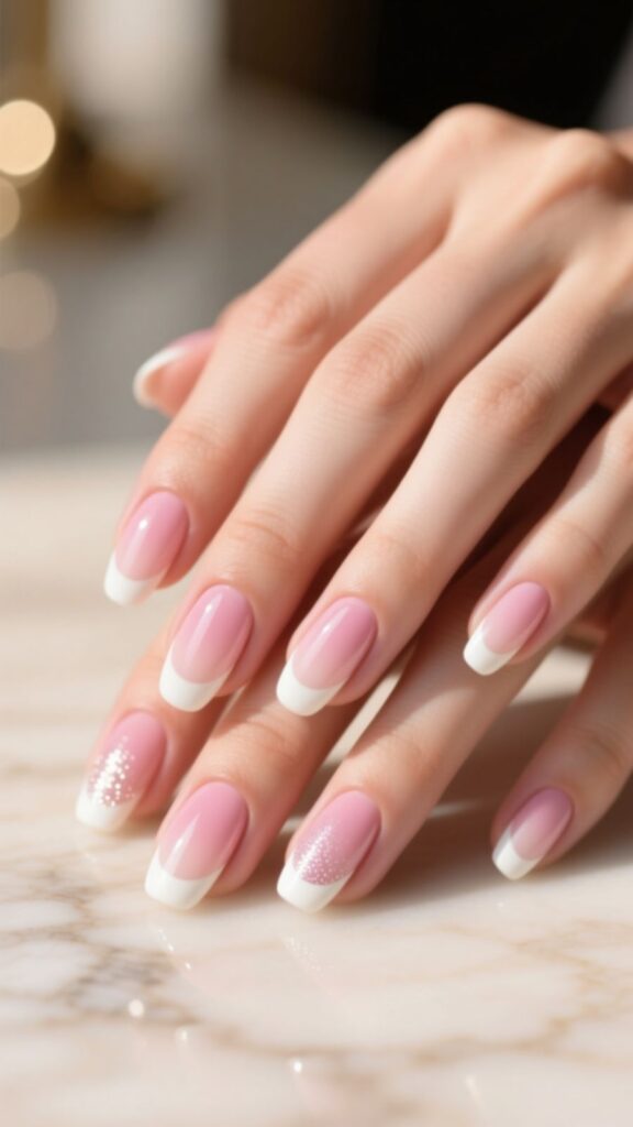Classic Pink and White French Ombre