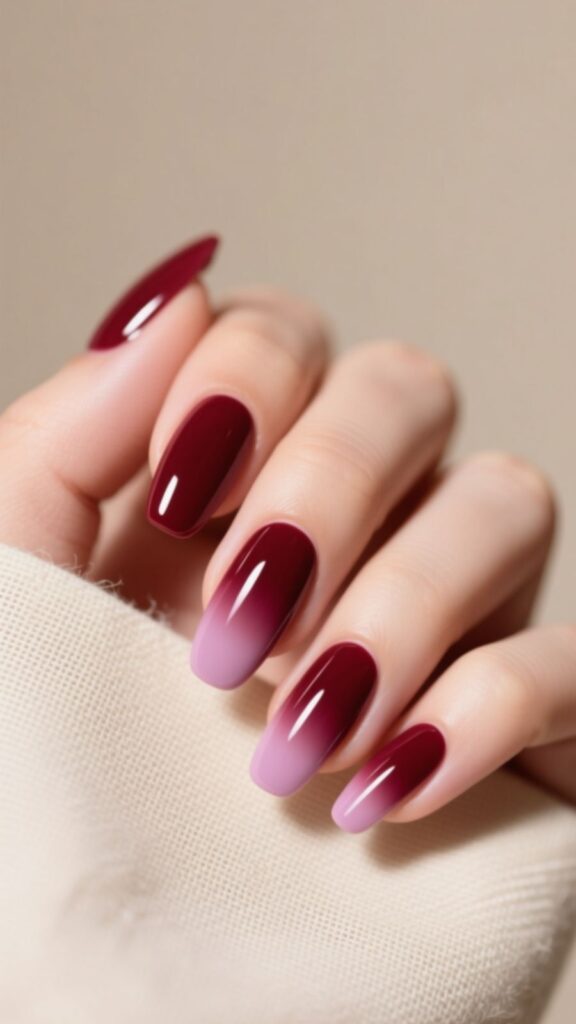 Burgundy Ombre Nails