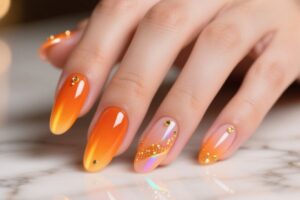 Orange Aura Nails