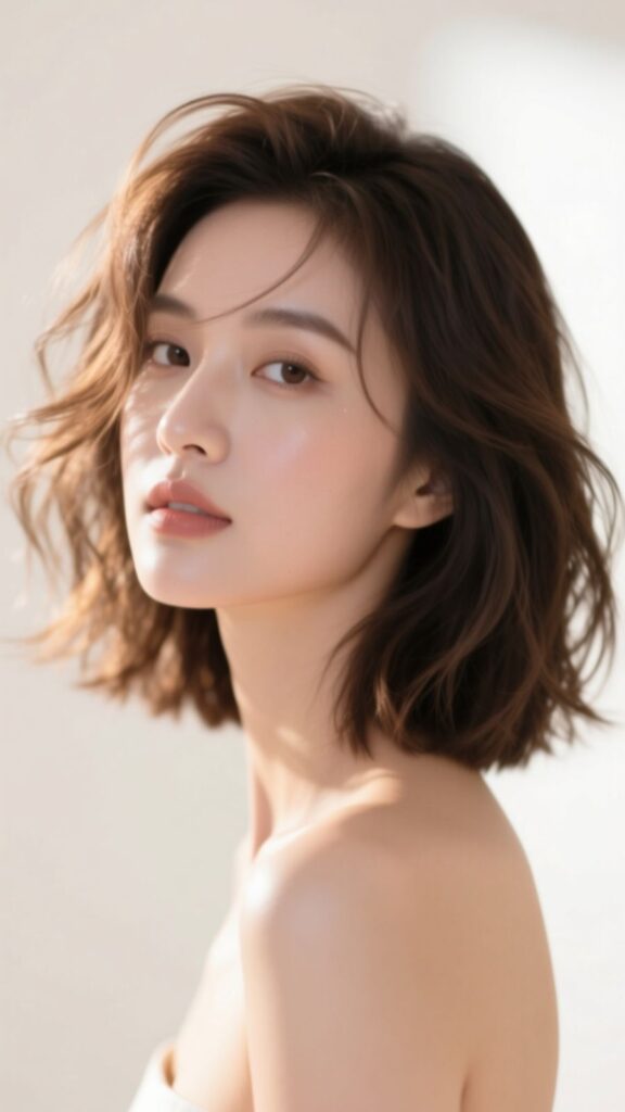 Shoulder-Length Hair with Curtain Bangs