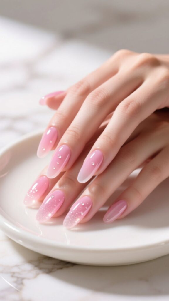 Pink Jelly Acrylic Nails
