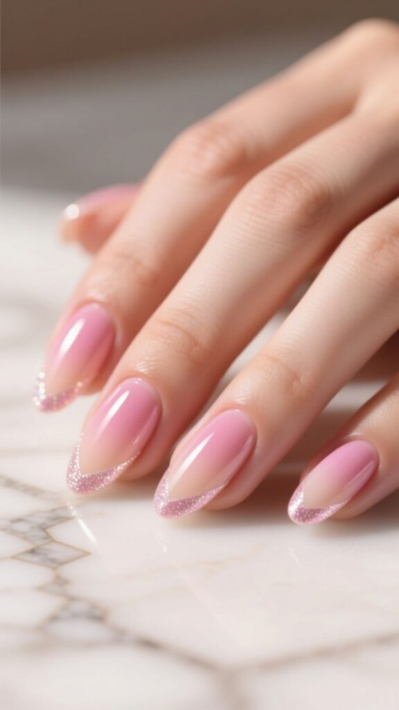 Pink and Nude Acrylic Nails