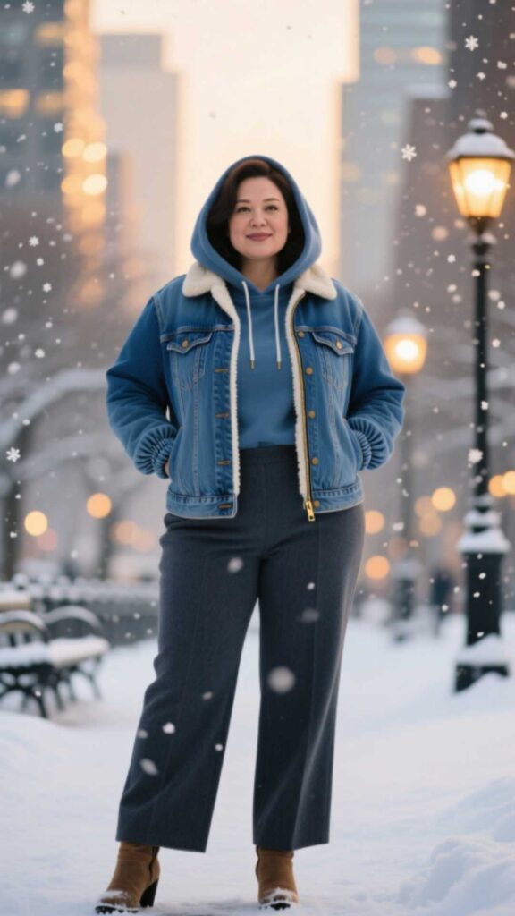 Denim Jacket with Hoodie Layer