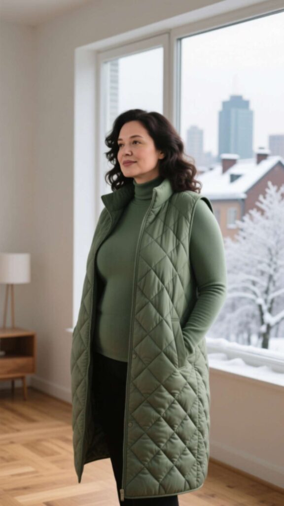  Quilted Vest with Long Sleeve Top