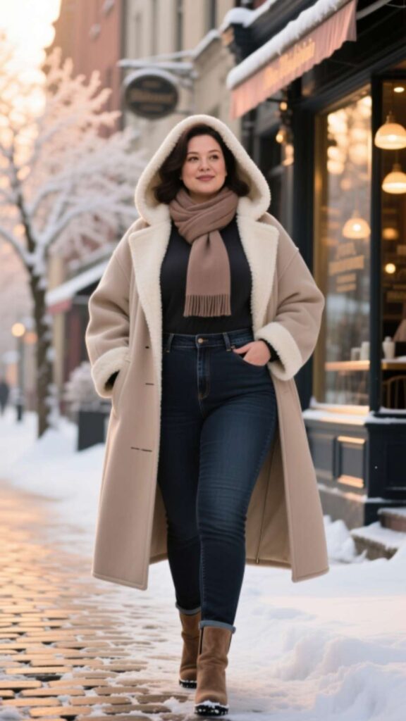 Hooded Coat with Jeans
