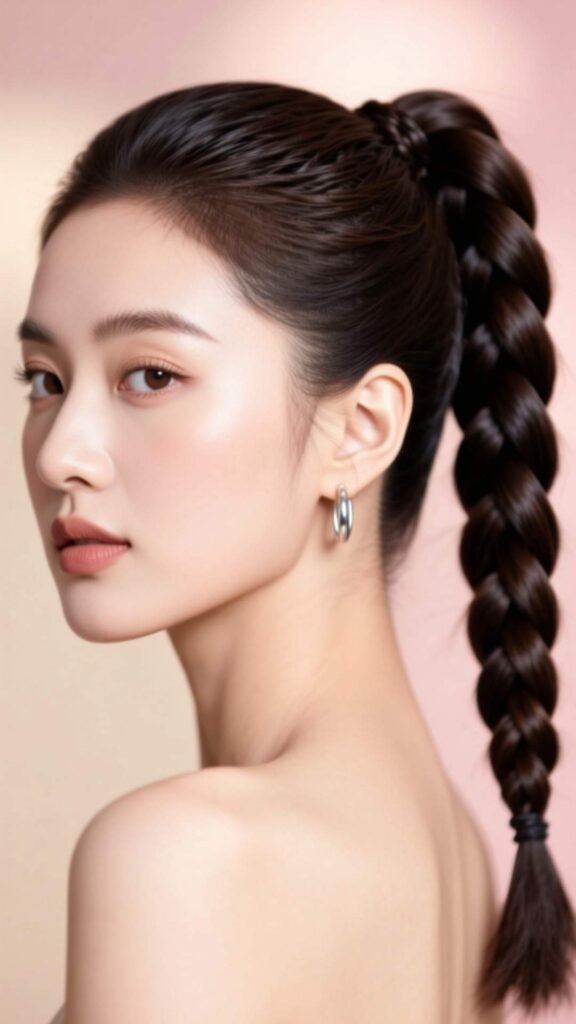  High Ponytail with Braid Wrap