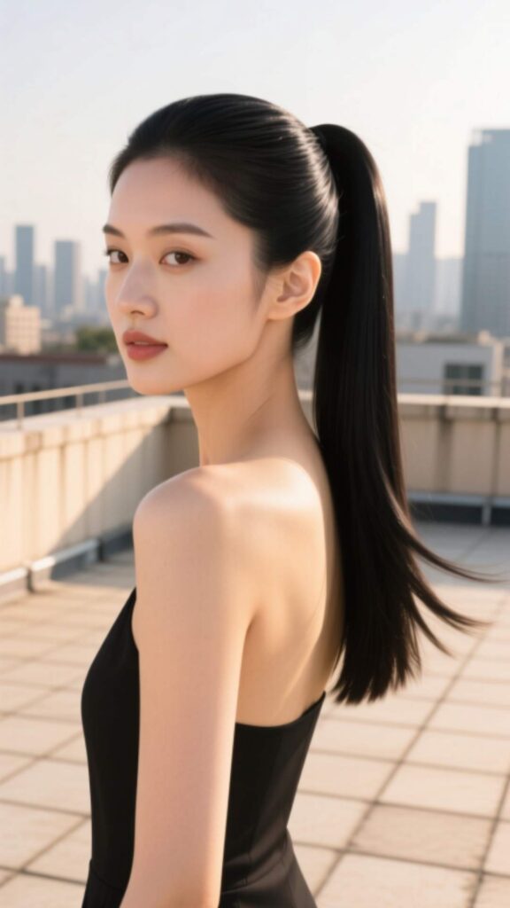  Ponytail with Middle Part