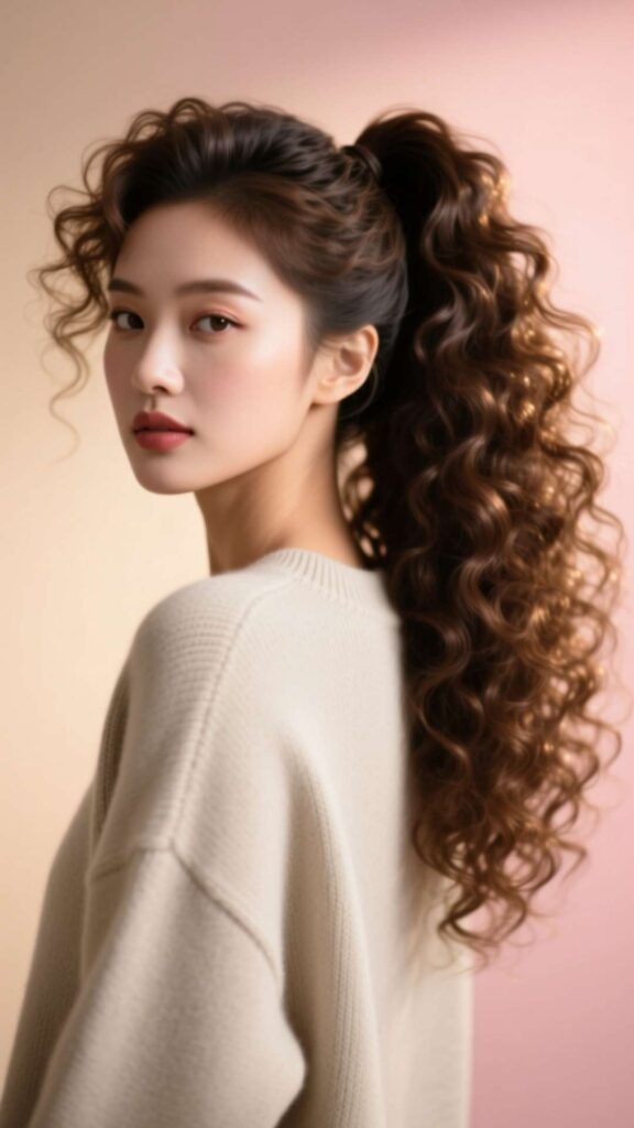 High Curly Ponytail